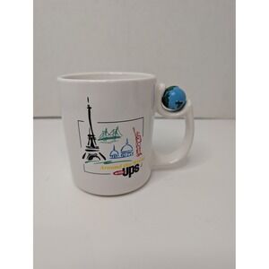 Vintage rare UPS Around the World Coffee Mug with Spinning Globe Handle Made USA